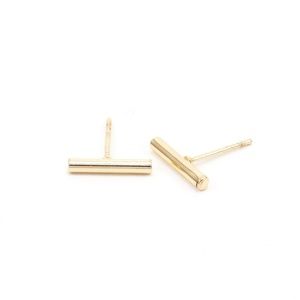 Gold Bar Ear Climber Earrings Small Line Rod Studs
